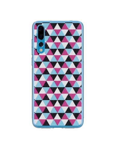 Coque Huawei P20 Pro Azteque Triangles Rose Bleu Gris - Mary Nesrala