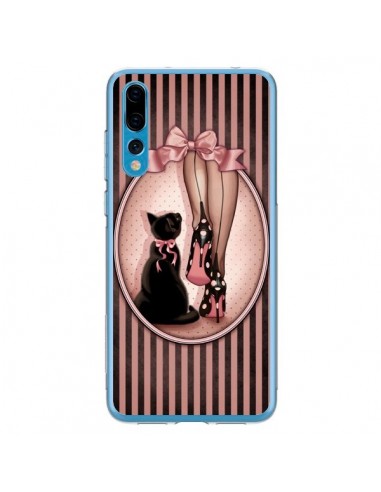 Coque Huawei P20 Pro Lady Chat Noeud Papillon Pois Chaussures - Maryline Cazenave