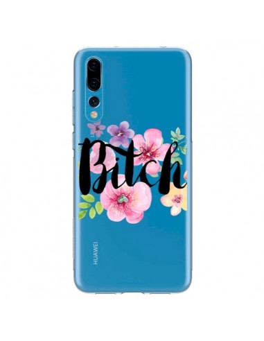 Coque Huawei P20 Pro Bitch Flower Fleur Transparente - Maryline Cazenave