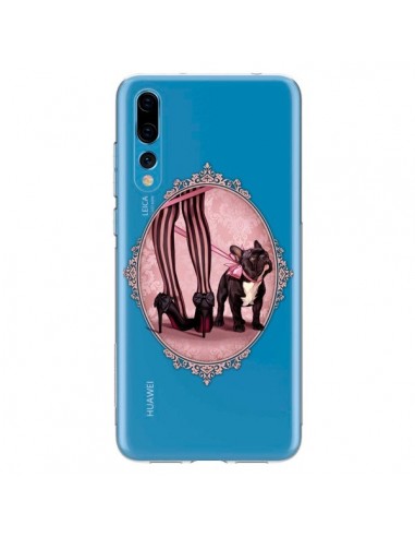 Coque Huawei P20 Pro Lady Jambes Chien Bulldog Dog Rose Pois Noir Transparente - Maryline Cazenave