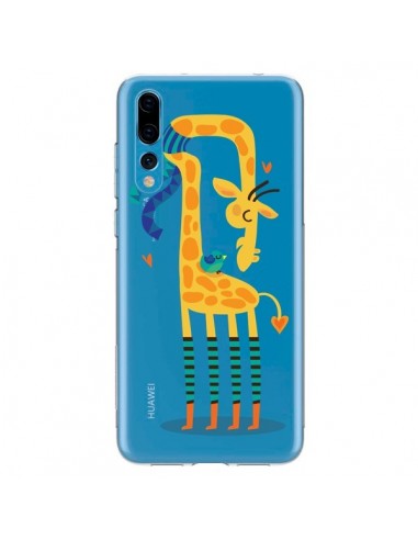 Coque Huawei P20 Pro L'oiseau et la Girafe Amour Love Transparente - Maria Jose Da Luz