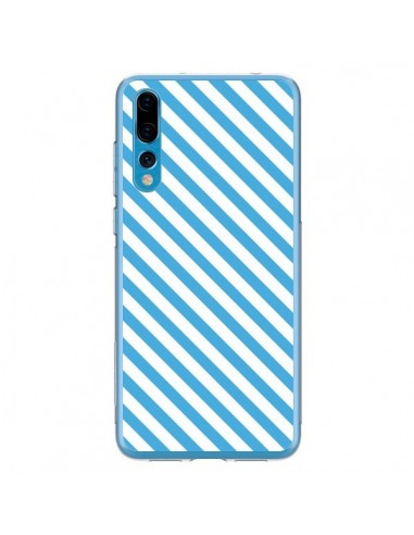 Coque Huawei P20 Pro Bonbon Candy Bleue et Blanche Rayée - Nico