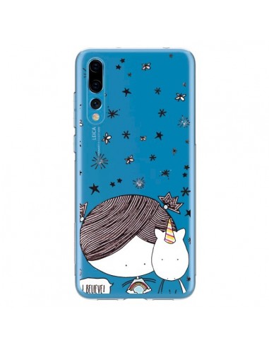 Coque Huawei P20 Pro Petite Fille et Licorne I Believe Transparente - Nico