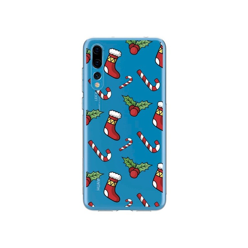 Coque Huawei P20 Pro Chaussette Sucre d'Orge Houx de Noël transparente - Nico