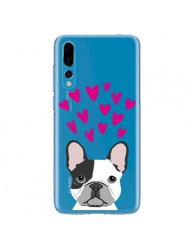 Coque Huawei P20 Pro Bulldog Français Coeurs Chien Transparente - Pet Friendly