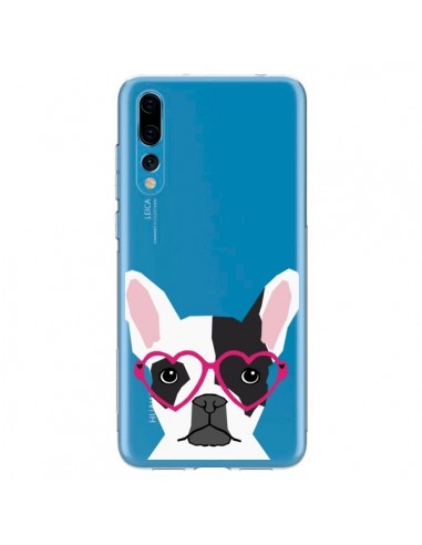 Coque Huawei P20 Pro Bulldog Français Lunettes Coeurs Chien Transparente - Pet Friendly