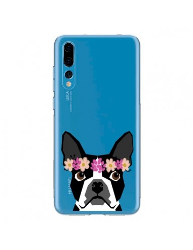 Coque Huawei P20 Pro Boston Terrier Fleurs Chien Transparente - Pet Friendly