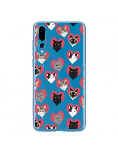 Coque Huawei P20 Pro Chats Coeurs Transparente - Pet Friendly