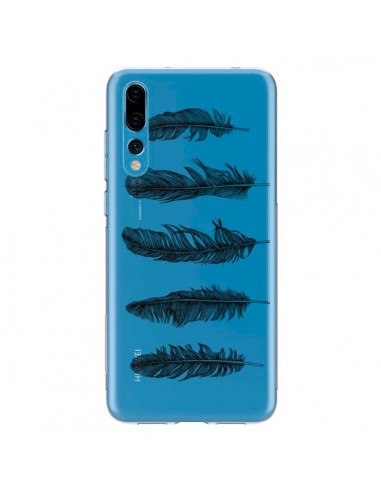 Coque Huawei P20 Pro Plume Feather Noir Transparente - Rachel Caldwell