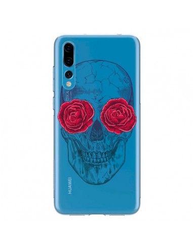 Coque Huawei P20 Pro Tête de Mort Rose Fleurs Transparente - Rachel Caldwell
