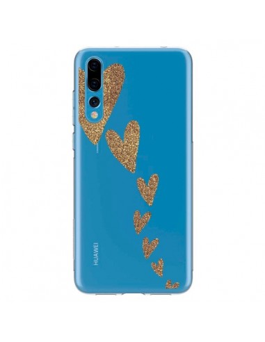 Coque Huawei P20 Pro Coeur Falling Gold Hearts Transparente - Sylvia Cook