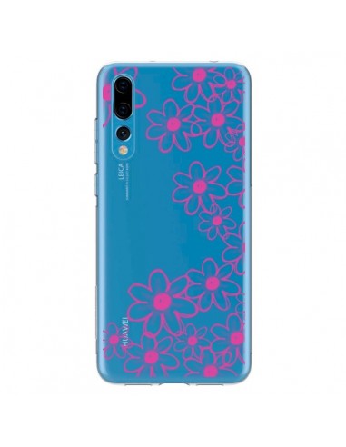 Coque Huawei P20 Pro Pink Flowers Fleurs Roses Transparente - Sylvia Cook