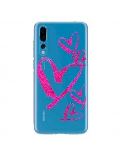Coque Huawei P20 Pro Pink Heart Coeur Rose Transparente -...