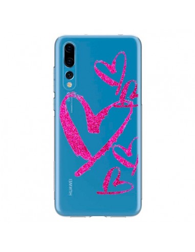 Coque Huawei P20 Pro Pink Heart Coeur Rose Transparente - Sylvia Cook