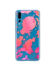 Coque Huawei P20 Pro Watercolor Splash Taches Rose Orange...