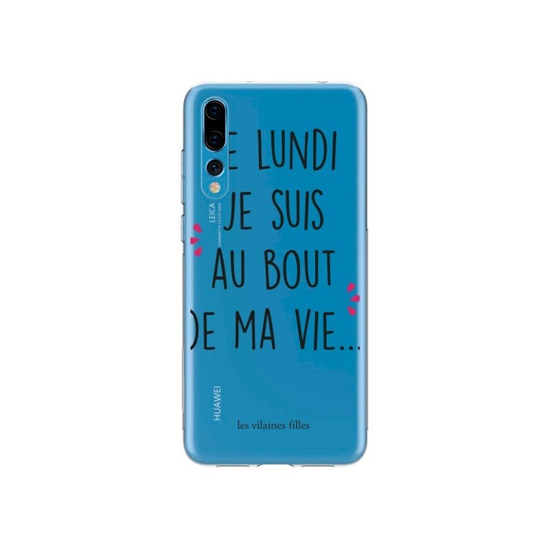 Coque Huawei P20 Pro Le lundi, je suis au bout de ma vie Transparente - Les Vilaines Filles