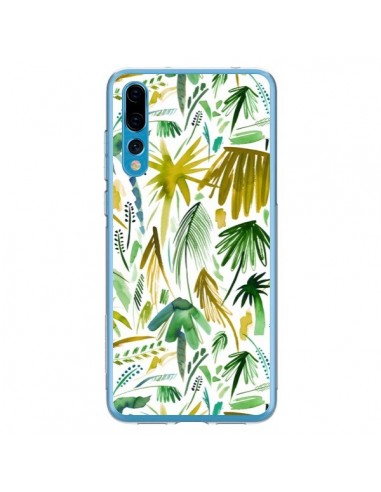 Coque Huawei P20 Pro Brushstrokes Tropical Palms Green - Ninola Design