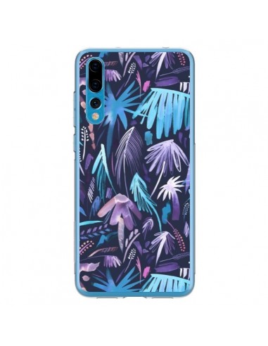 Coque Huawei P20 Pro Brushstrokes Tropical Palms Navy - Ninola Design