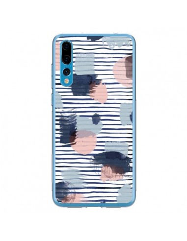 Coque Huawei P20 Pro Watercolor Stains Stripes Navy - Ninola Design