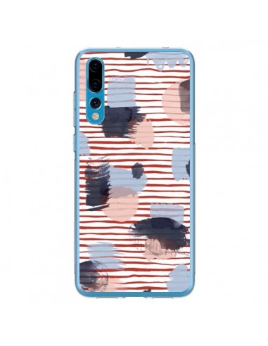 Coque Huawei P20 Pro Watercolor Stains Stripes Red - Ninola Design