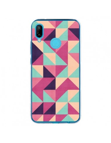 Coque Huawei P20 Lite Azteque Triangle Rose Vert - Eleaxart