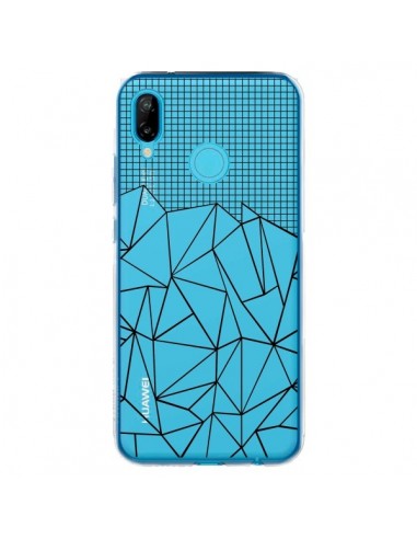 Coque Huawei P20 Lite Lignes Grille Grid Abstract Noir Transparente - Project M