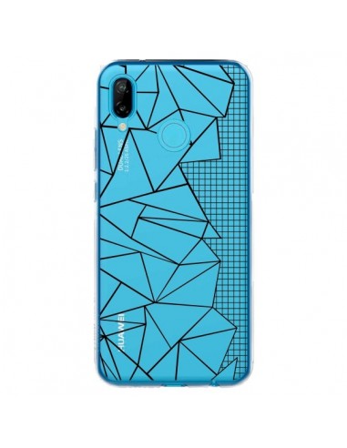 Coque Huawei P20 Lite Lignes Grilles Side Grid Abstract Noir Transparente - Project M