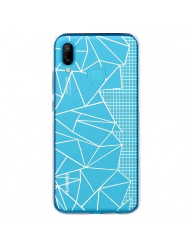 Coque Huawei P20 Lite Lignes Grilles Side Grid Abstract Blanc Transparente - Project M