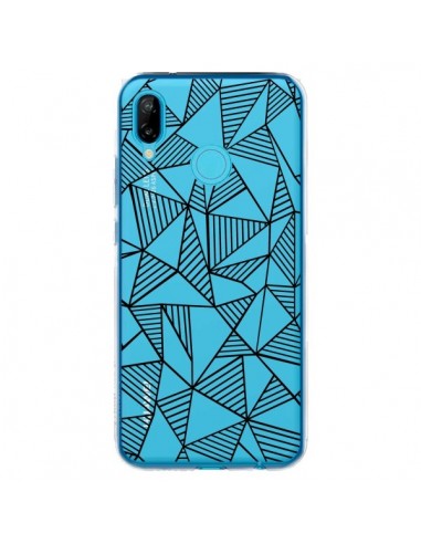 Coque Huawei P20 Lite Lignes Grilles Triangles Grid Abstract Noir Transparente - Project M