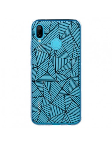 Coque Huawei P20 Lite Lignes Grilles Triangles Full Grid Abstract Noir Transparente - Project M