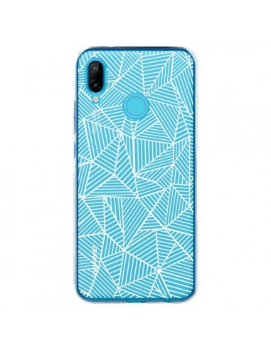 Coque Huawei P20 Lite Lignes Grilles Triangles Full Grid Abstract Blanc Transparente - Project M