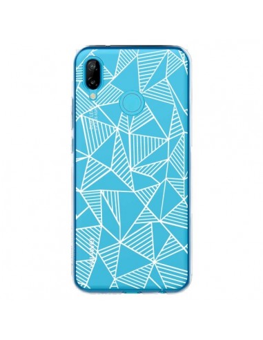 Coque Huawei P20 Lite Lignes Grilles Triangles Grid Abstract Blanc Transparente - Project M