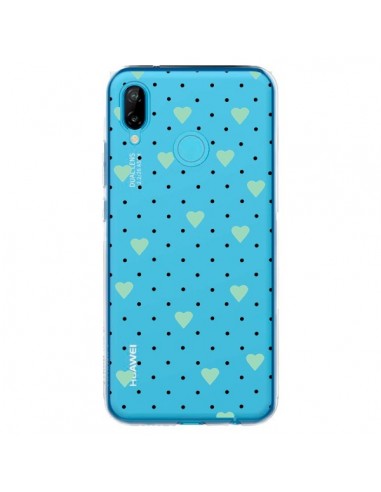 Coque Huawei P20 Lite Point Coeur Mint Bleu Vert Pin Point Heart Transparente - Project M