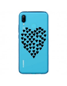 Coque Huawei P20 Lite Coeurs Heart Love Noir Transparente...