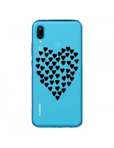 Coque Huawei P20 Lite Coeurs Heart Love Noir Transparente - Project M