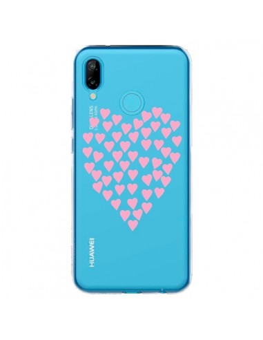 Coque Huawei P20 Lite Coeurs Heart Love Rose Pink Transparente - Project M