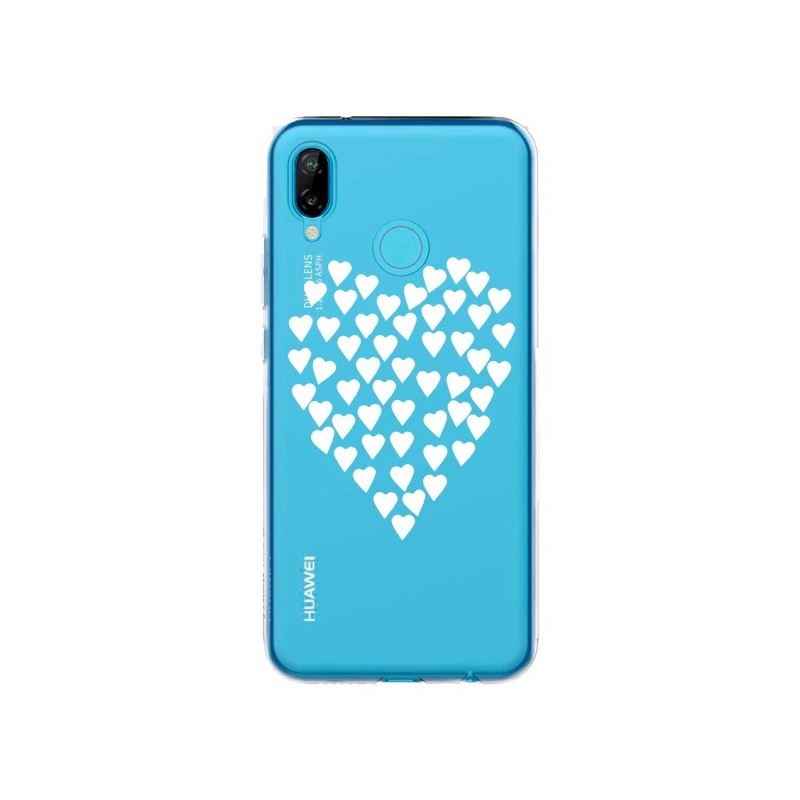 Coque Huawei P20 Lite Coeurs Heart Love Blanc Transparente - Project M