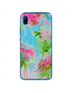 Coque Huawei P20 Lite Fleur Flower Rose Vert Transparente...