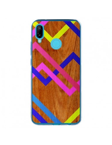 Coque Huawei P20 Lite Pink Yellow Wooden Bois Azteque Aztec Tribal - Jenny Mhairi