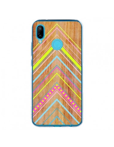 Coque Huawei P20 Lite Wooden Chevron Pink Bois Azteque Aztec Tribal - Jenny Mhairi