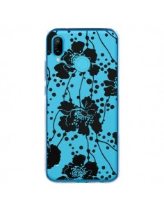 Coque Huawei P20 Lite Fleurs Noirs Flower Transparente -...