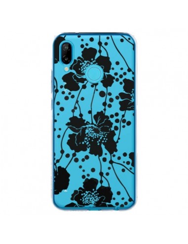 Coque Huawei P20 Lite Fleurs Noirs Flower Transparente - Dricia Do