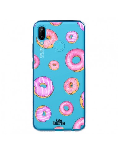 Coque Huawei P20 Lite Pink Donuts Rose Transparente - kateillustrate