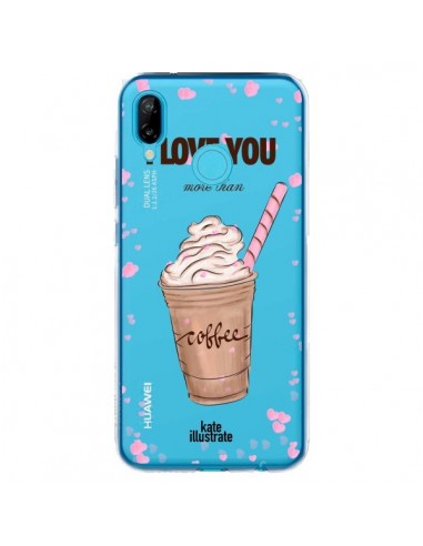 Coque Huawei P20 Lite I love you More Than Coffee Glace Amour Transparente - kateillustrate