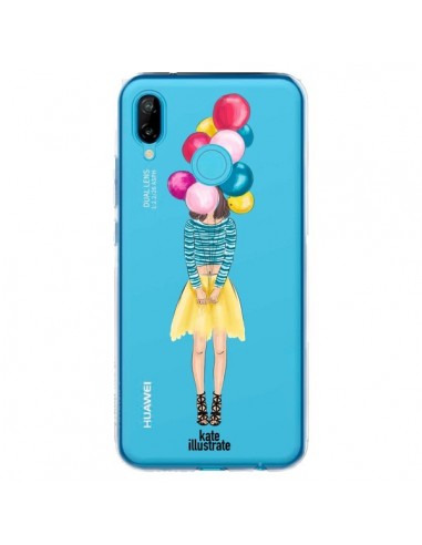 Coque Huawei P20 Lite Girls Balloons Ballons Fille Transparente - kateillustrate