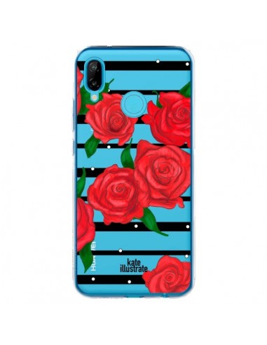 Coque Huawei P20 Lite Red Roses Rouge Fleurs Flowers Transparente - kateillustrate