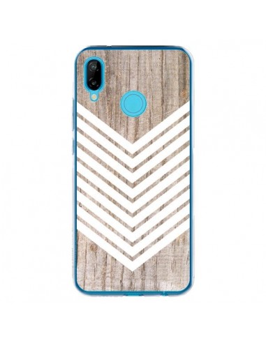 Coque Huawei P20 Lite Tribal Aztèque Bois Wood Flèche Blanc - Laetitia