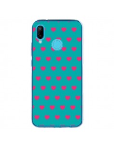 Coque Huawei P20 Lite Coeurs Roses Fond Bleu - Laetitia