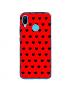 Coque Huawei P20 Lite Coeurs Noirs Fond Rouge - Laetitia