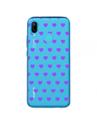 Coque Huawei P20 Lite Coeur Heart Love Amour Violet Transparente - Laetitia